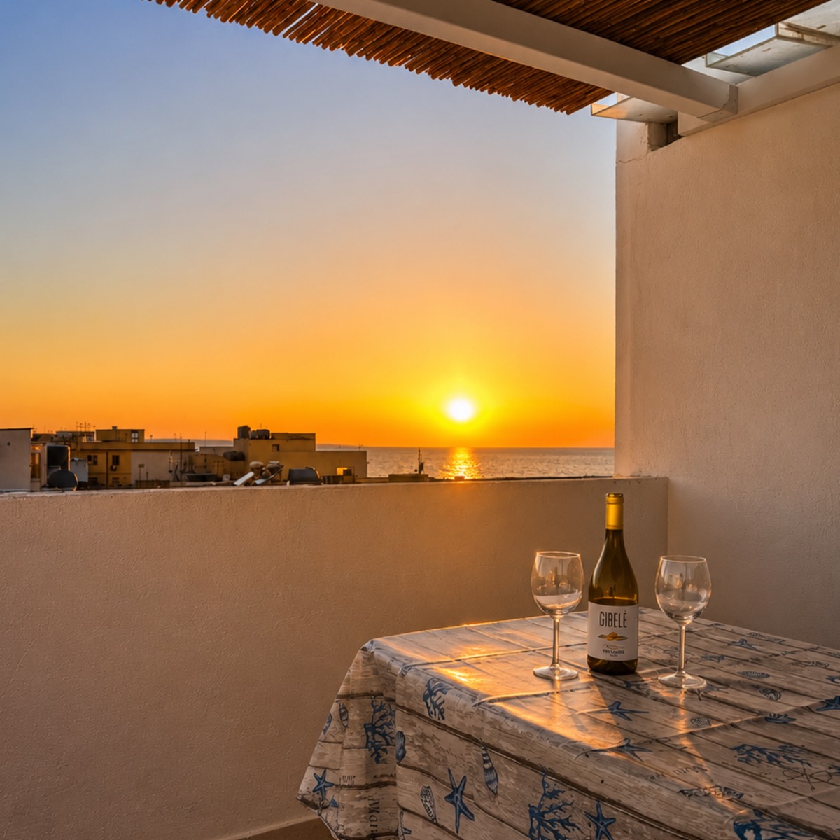 Tramonto dalla terrazza di Trapani